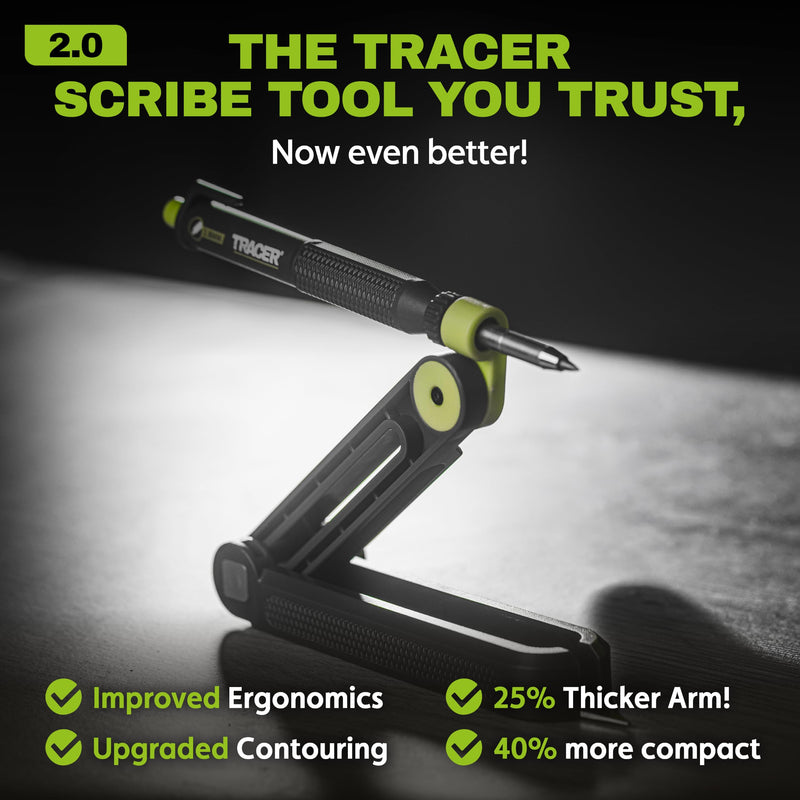 Tracer TrueScribe with Deep Hole Pencil & Holster with Pencil Sharpener | Professional Woodworking Scribe Tool Set - Precision Scribing Tool for Carpenters & Craftsmen