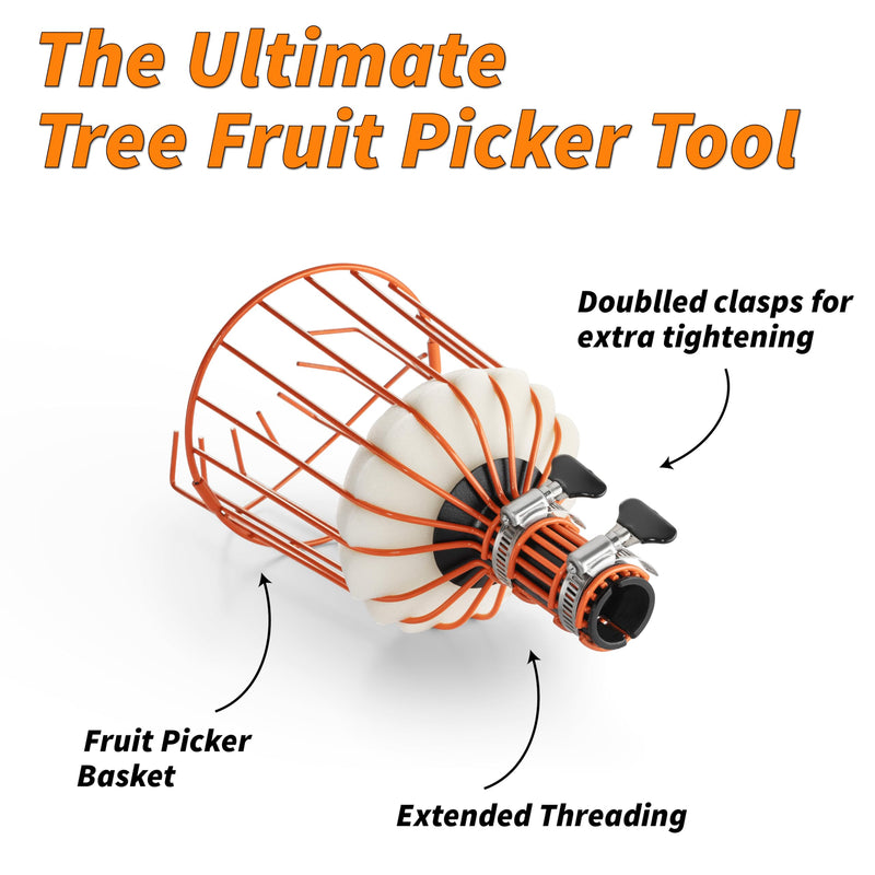 EXTEND-A-REACH Fruit Picker Basket Only // Twist-On Apple Picker Basket Only Fits Standard Acme Extension Pole // Fruit Tree Picker Tool for Orange Mango Avocado Lemon Pear (Pole Sold Separately)