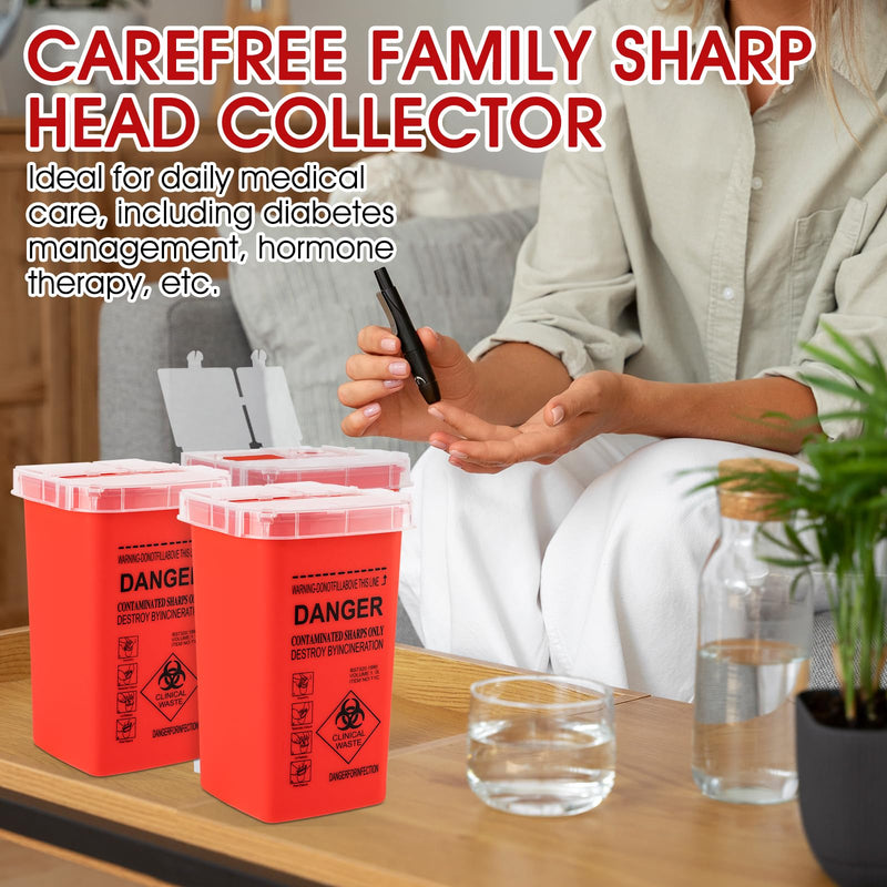 3Quart (3 Pack) Sharps Container for Home Use, Needle Disposal Containers, Biohazard Containers, Syringe Disposal, Small Portable Container for Travel, Professional Sharp Waste Disposal