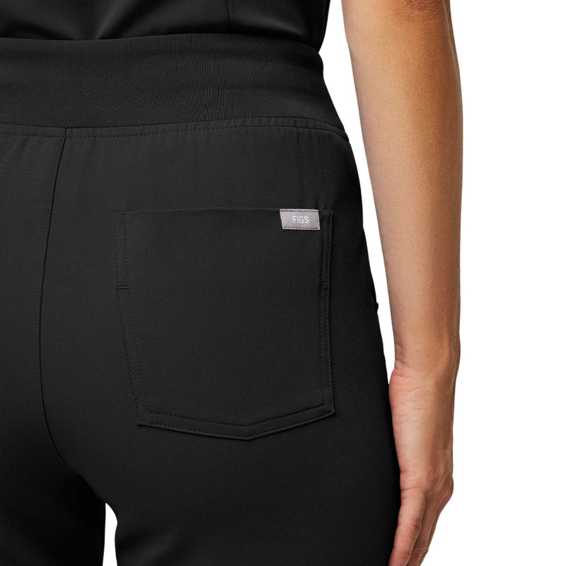 FIGS Zamora High Waisted Jogger Style Scrub Pants for Women — Slim Fit, 6 Pockets, High Rise Yoga Waistband Women Scrub Pants Regular Small Black