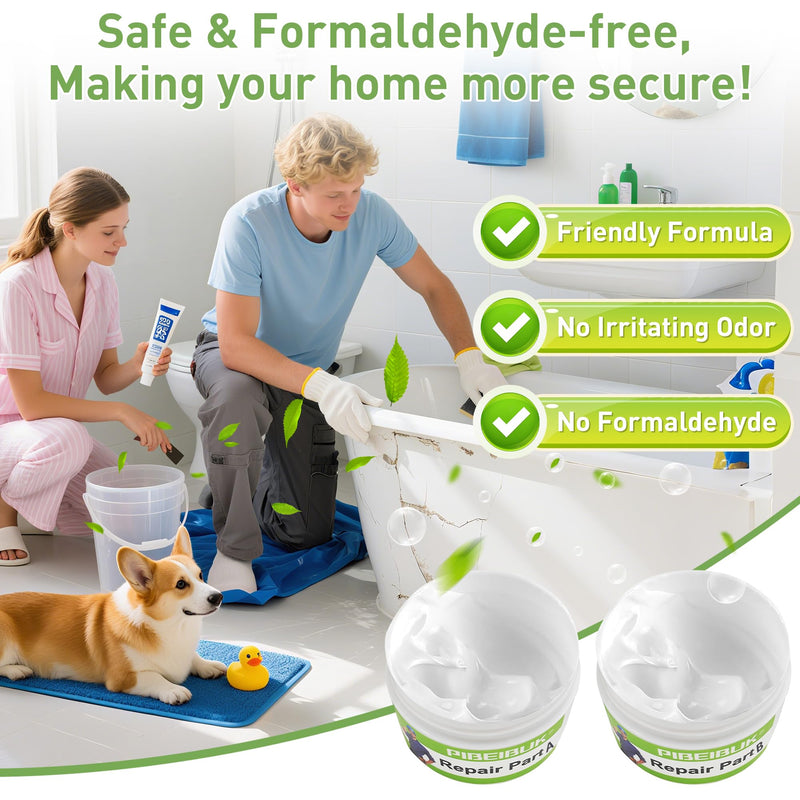Surface Repair Kit for Tubs, Tiles, Countertops - Fixes Chips, Cracks, Scratches, Holes (Fiberglass, Porcelain, Stone, Acrylic)