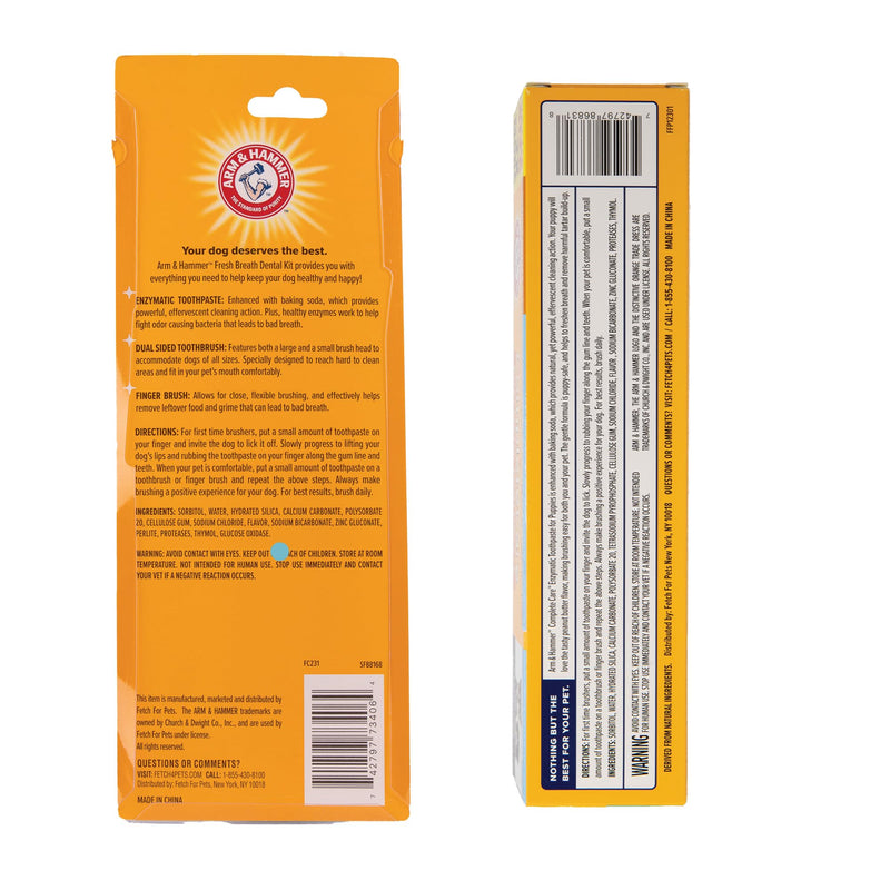 Arm & Hammer Dog Dental Care Bundle | Enzymatic Dog Toothpaste Kit with Toothbrushes (Chicken, 2.5 oz) & Baking Soda Toothpaste (Peanut Butter, 6.2 oz) for Fresh Breath and Oral Health