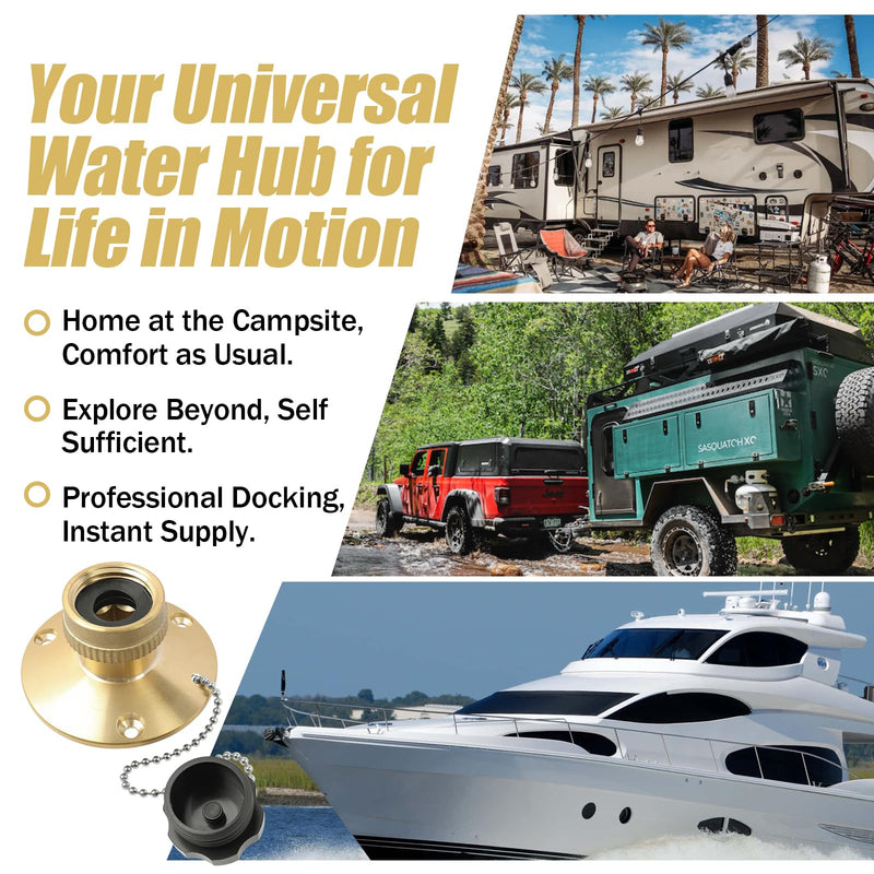 513110-1 Fresh Water Inlet, for Sea Dog 1/2" FIPT x 3/4" FGHT Swivel Hose Adapter for Boat & RV Freshwater System Connection