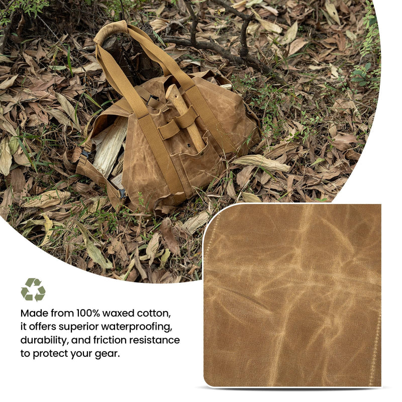 ONETIGRIS Waxed Canvas Firewood Carrier, 2-in-1 Firewood Tote Bag