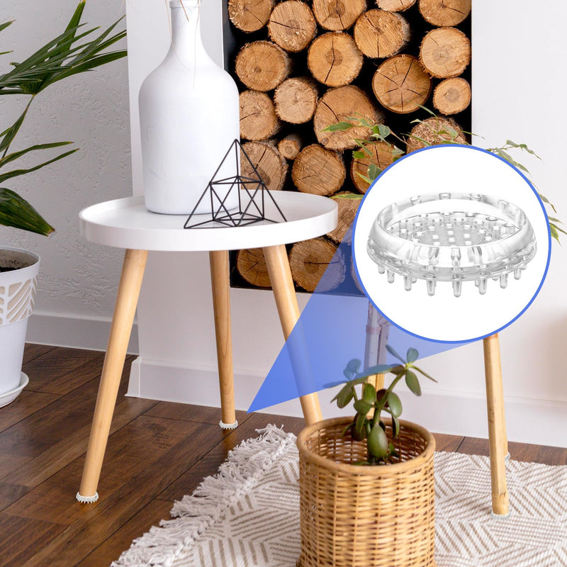 32Pcs Carpet Protector, Spiked Plastic Caster Cups Clear Round and Square Spiked Furniture Cups for Chair, Table, Sofa, Bookcases Furniture
