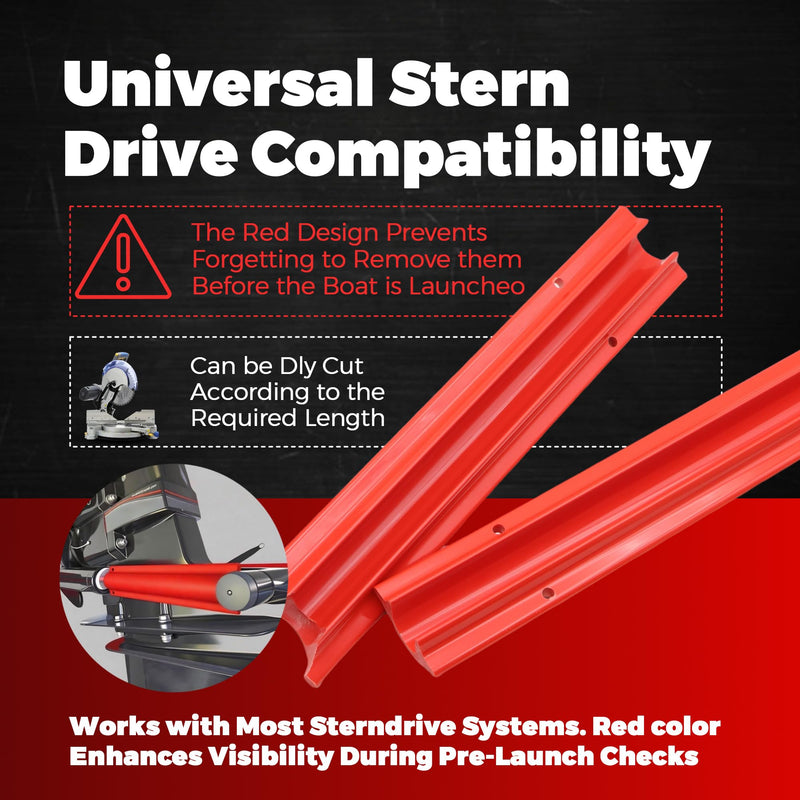 2-Pack Stern Drive Trim Cylinder Trailering Clips 817019A2 | Marine-Grade Boat Trailering Support for Mercury/Mercruiser | Red PVC Trim Cylinder Locking Clamps