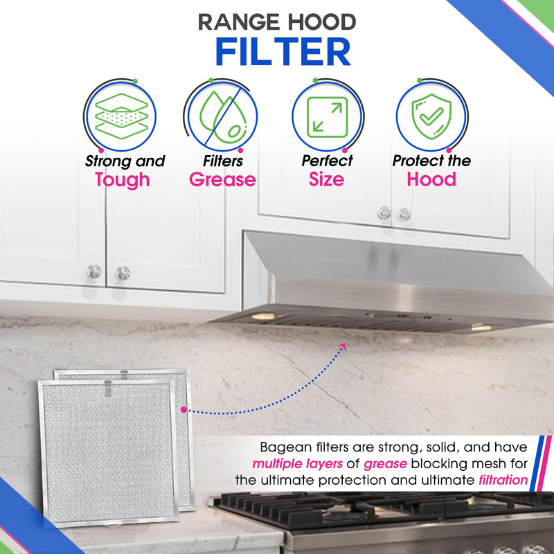 Range Hood Filter Replacement 11.60” x 11.22” BPQTAF S99010316 Fits Broan Range Hood Filter - Aluminum Mesh Hood Vent Filter - Filters Air Entering Kitchen Stove Overhead Exhaust Fan Vent (2-Pack) 2