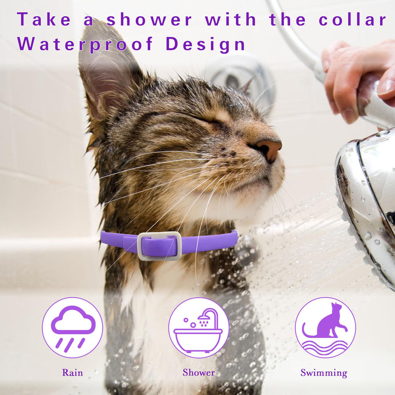 Simnice 4 Pack Calming Collar for Cats - Cat Pheromone Calming Collar Reduce Anxiety Stress for Pets, Long-Lasting Cat Calm Collars Adjustable Calm Collars for Cats Purple&Gray