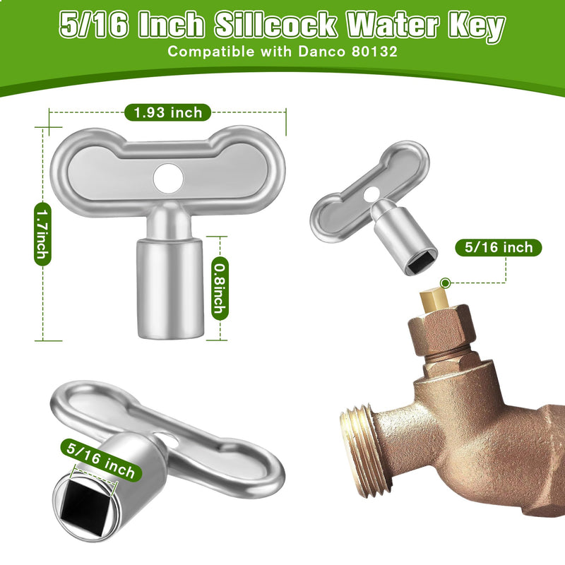 Enhon 3 Pack 5/16 in Sillcock Water Key Compatible with Danco 80132, Water Spigot Key, Square Stem Outdoor Faucet Handle Fits 8x8mm Square Broach Water Shut Off Key Valves Outdoor Hose Faucet Valve