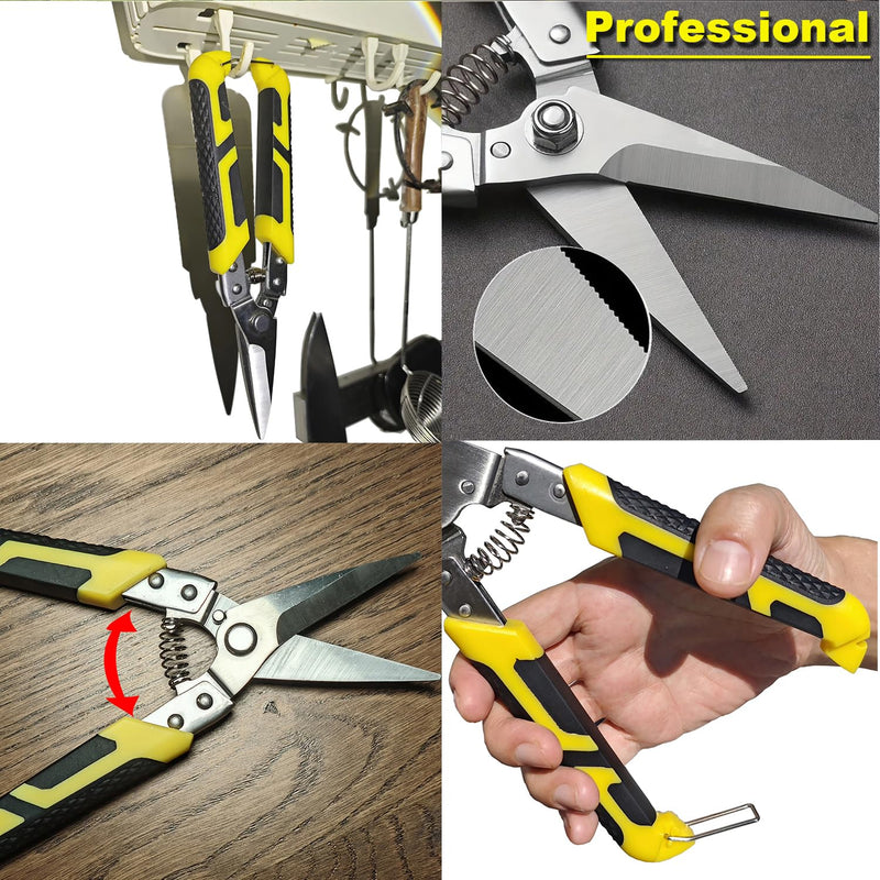 Aviation Tin Snips 8.7 Inch Heavy Duty Industry Scissors Straight Metal Cutter with Comfort Grip and Stainless Steel Blades Multifunction Cutting 8.7in Straight-Blades