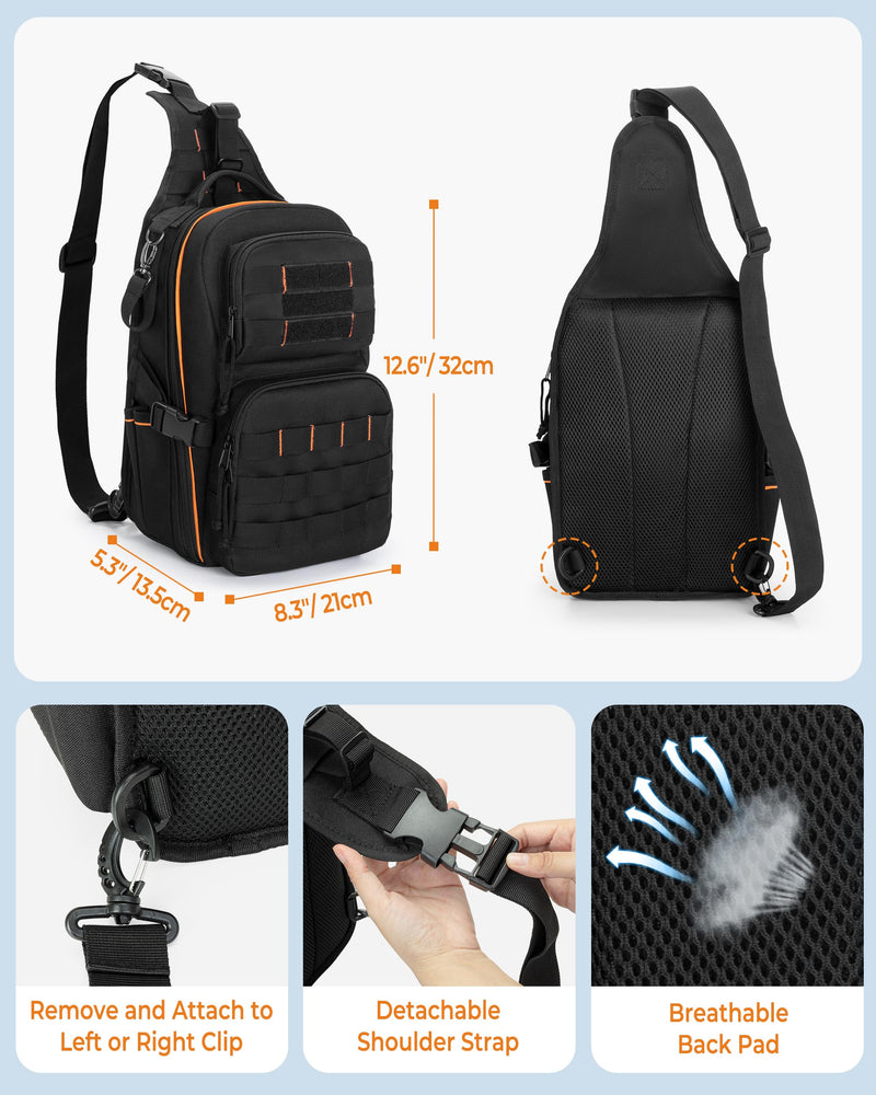 Tactical HVAC Tool Bag, Electrician Chest Tool Pouch | Wear-Resistant Fabric, Wide-Opening, Top Handle & Shoulder Strap, Small Tool Organizer for Maintenance Repair and Technicians