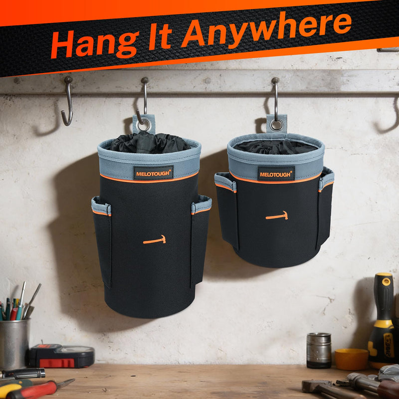 MELOTOUGH Tool Pouch Multi-Pack | Screw, Nail & Bolt Bag Set in 2 Sizes | Clip-On for Tool Belt & Vest | 1, 2 & Combo Pack, 600D Nylon Mixed 2 Pack