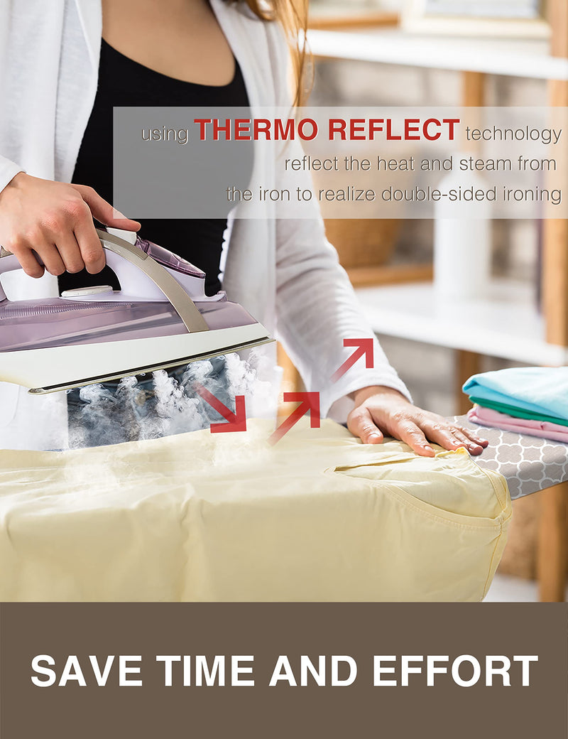 Extra Thick Ironing Board Cover and Pad, Resist Scorching and Staining, 15x54 Reflective Silicone Ironing Board Cover, Elastic Edges, 4 Fasteners, Protective Scorch Mesh Cloth 15"X54" Cotton