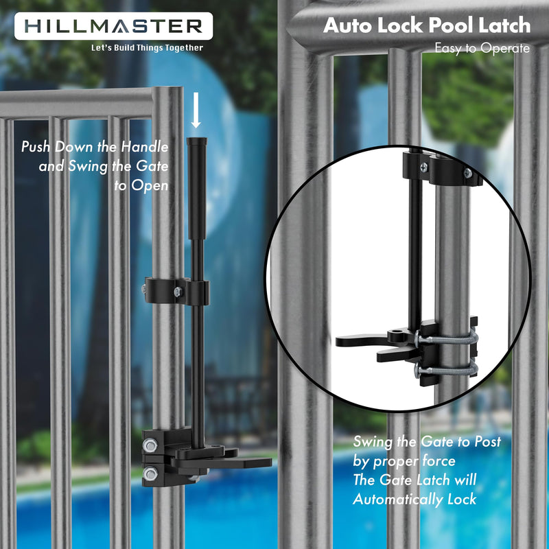 Auto Pool Gate Latch,Chain Link Child Safety Pool Latch for Chain Link 1-3/8" Gate Frames and 2-3/8" Gate Posts,Push Style Pool Latch for Outdoor Fence Self-Latching Pool Latch with Spring Closer 1-3/8"x2-3/8"