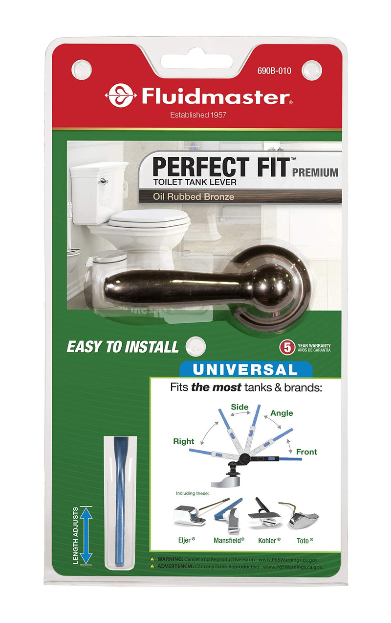 Fluidmaster 690B-010-P5 Perfect Fit Premium Toilet Lever, Oil-Rubbed Bronze, 8 inches, Traditional Oil Rubbed Bronze