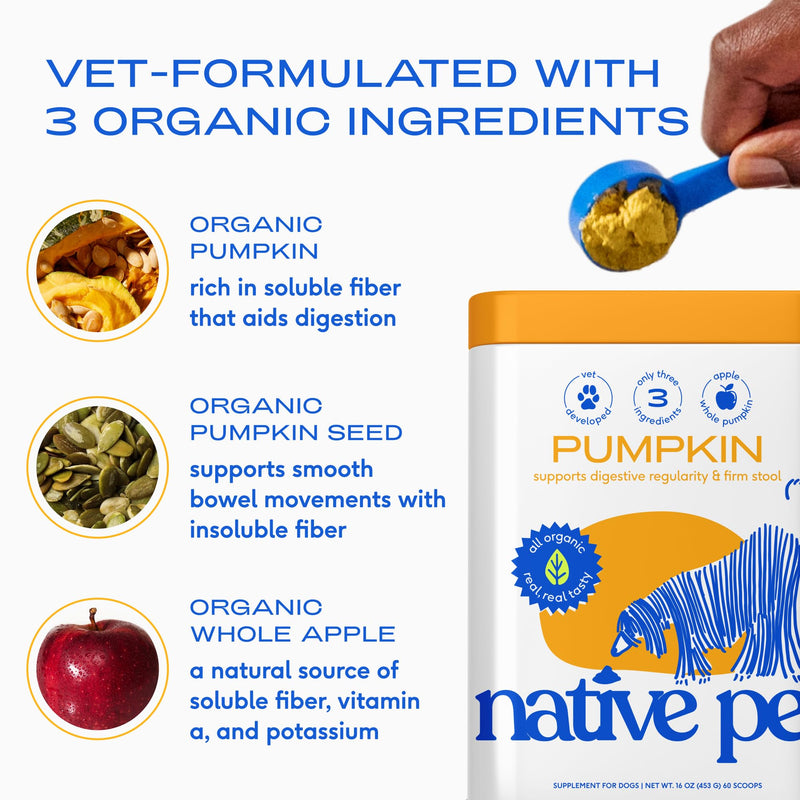 Native Pet Pumpkin Powder for Dogs (30 Scoops) and The Daily Dog Supplement (30 Scoops) - All-Natural, Organic Pumpkin Fiber and 11 in 1 Dog Multivitamins & Supplements