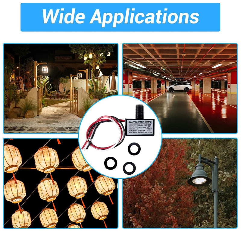 4PCS Photocell Light Control Sensor 105V-130V AC, Dusk to Dawn Auto On/Off Photoelectric Switch, Outdoor Waterproof Photocell Sensor for Outdoor Lighting, 50/60Hz 4pcs