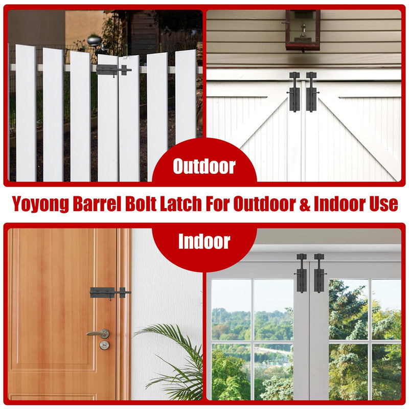6.3 Inch Barrel Bolt Latch with Padlock, 2 Pack | Heavy Duty Slide Bolt Latch Shed Door Lock Solid Stainless Bolt Lock for Bedroom, Fence, Shed, Barn Door