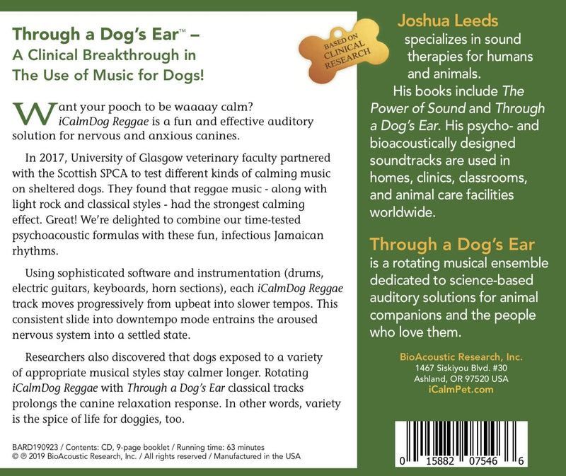 iCalmPet | Through a Dog's Ear: iCalmDog Reggae | CD | 60-min | Happy Jamaican Rhythm Solution for Canine Anxiety