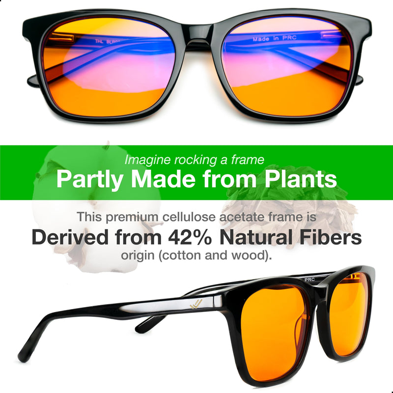 XL Orange Blue Light Blocking Glasses for Better Sleep - 99.5% Premium Acetate Computer Migraine Glasses for Men - Amber Tint Gaming Glasses - TV Blue Light Blockers Gamer Glasses for Eye Strain