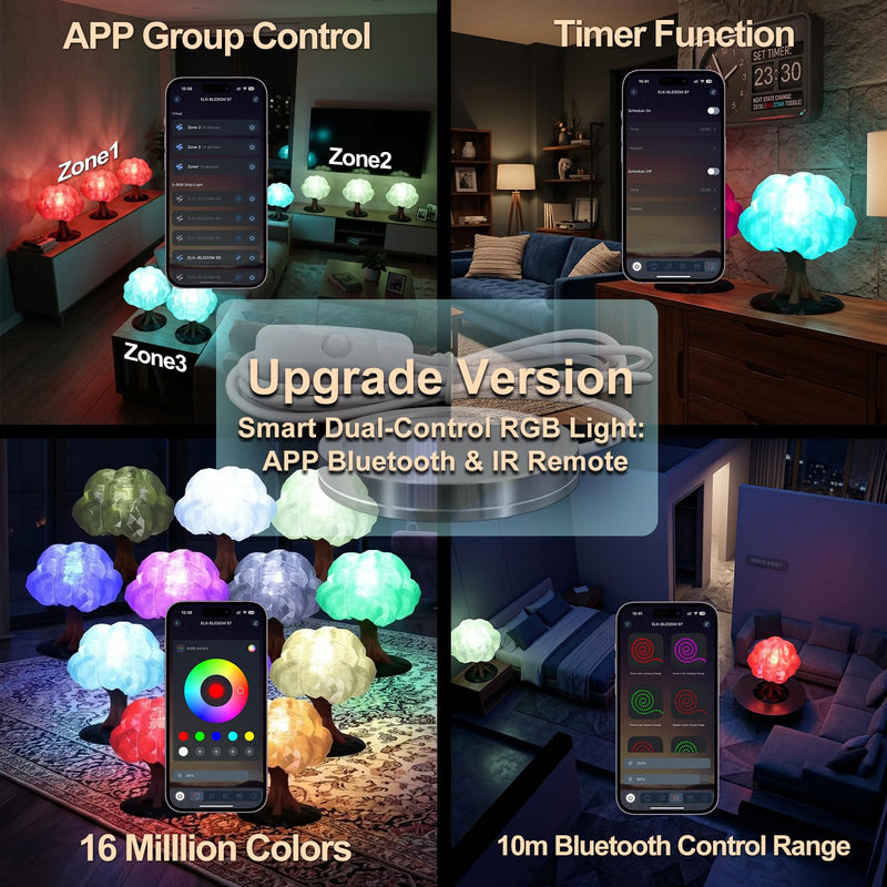 Smart LED Lamp Kit 001 for Bambu Lab 3D Printing,IR & APP Control RGB DIY LED Light Kit,3D Print Model Lights Base, Timer & Group Control, Multi Color USB 5V Lamp Light Kit for 3D Printed (4 Pack) Smart Lamp with IR 4