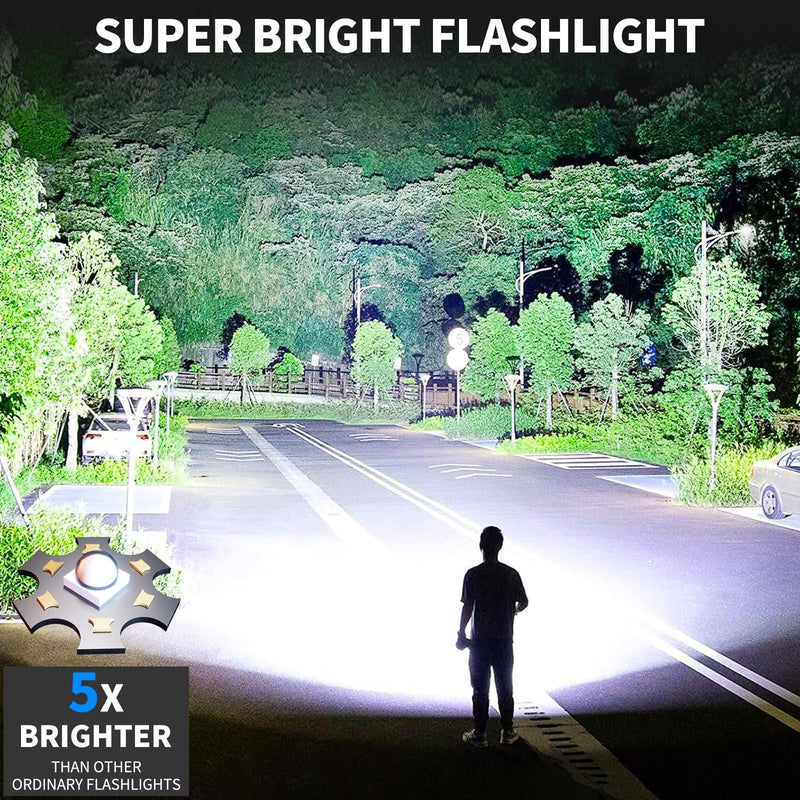 Rechargeable LED Flashlights High Lumens, 99,000 Lumen Super Bright Flashlight with 7 Modes & Waterproof, Powerful USB Rechargeable Handheld Flash Light for Camping Home(2 Pack)