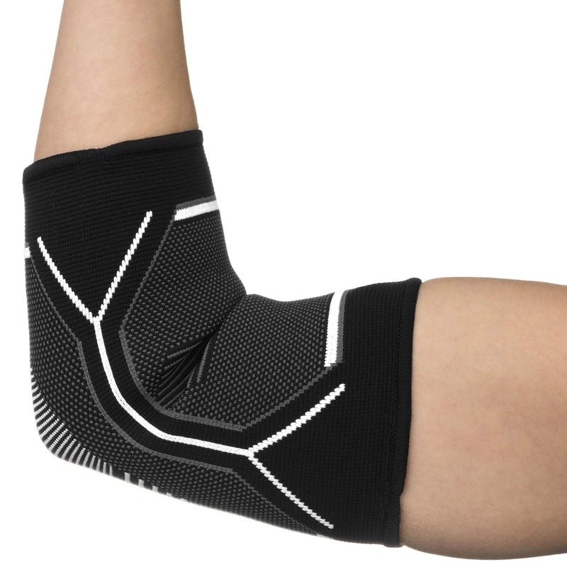 Kunto Fitness Elbow Brace Compression Support Sleeve (Shipped From USA) for Tendonitis, Tennis Elbow, Golf Elbow Treatment - Reduce Joint Pain During Any Activity! Medium White-Gray