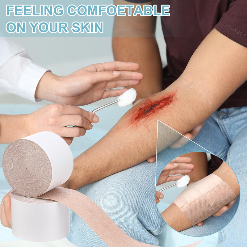 Nuanchu 2 Rolls Non-woven Cover Roll Stretch Tape Non-woven Adhesive Bandages Breathable Bandage Tape Cohesive Wrap Bandages Protective Stretch Bandage Roll Film (Beige, 2 Inch x 10.94 Yard) Beige 2 x 393.8 Inch (Pack of 2)