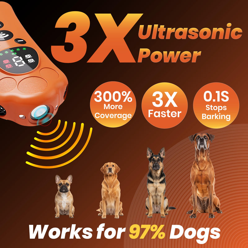 New Ultrasonic Dog Deterrent with 0-9 Variable Frequency Gears, 180° Wide Coverage, Multi-Breed Compatibility, and Built-in Flashlight – Safe & Effective Bark Control and Training Tool