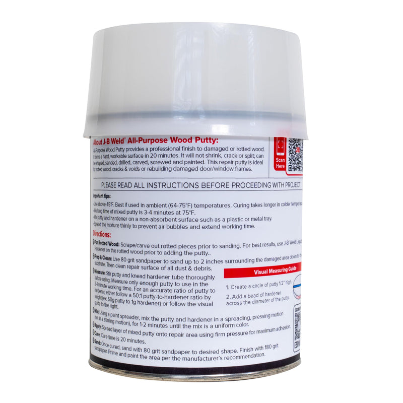J-B Weld - 32oz All-Purpose Wood Putty - Dries White - 40004 32 oz