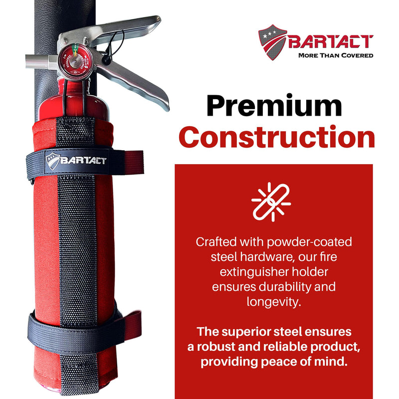 Bartact - 2.5 lb Roll Bar Fire Extinguisher Mount for Vehicle Holder, Adjustable Fire Extinguisher Holder Mount, US Made Universal Vehicle Fire Extinguisher Holder Fits All Roll Bars (Red) Red