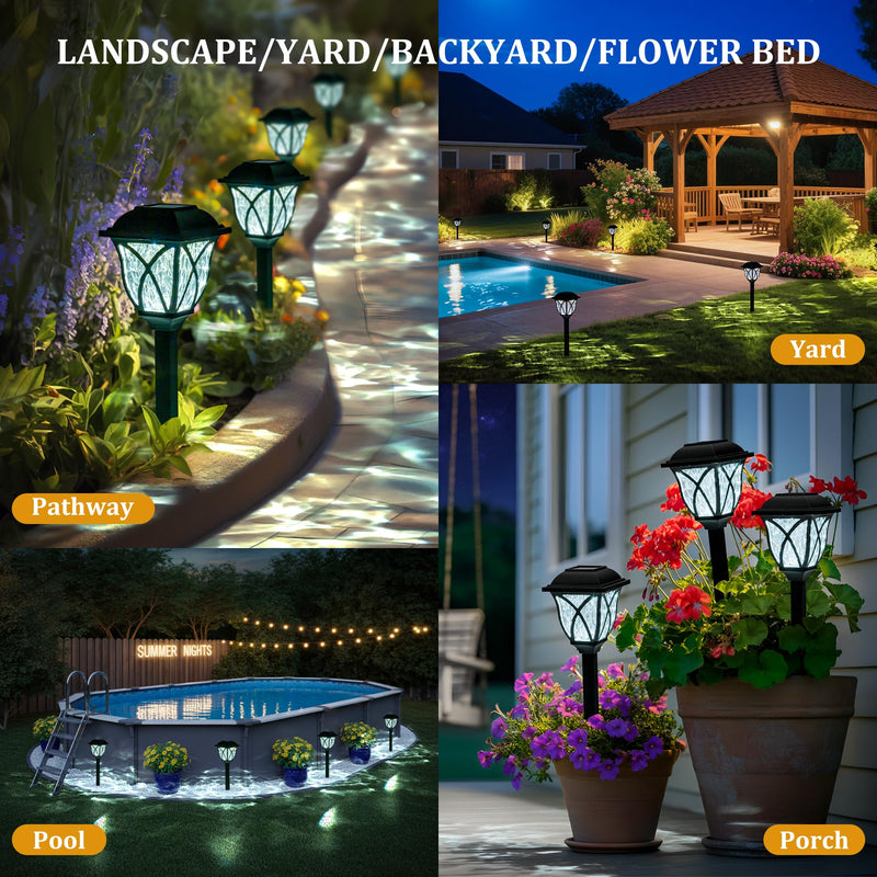 GIGALUMI Solar Lights Outdoor Waterproof, 8 Pack LED Solar Garden Lights, Outdoor Decorations, Garden Decor for Yard, Patio, Landscape, Planter, Walkway (Cold White) 8pack Cold White