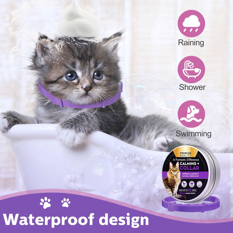 Silkfly 16 Pcs Calming Collar for Cats with 16 Gold Lobster Clasp and 16 Pendants, Adjustable Cat Pheromone Collar Purple Calming Collar for Cats Anxiety and Stress Relief Cat Stop Meowing, 15 Inch - PawsPlanet Australia