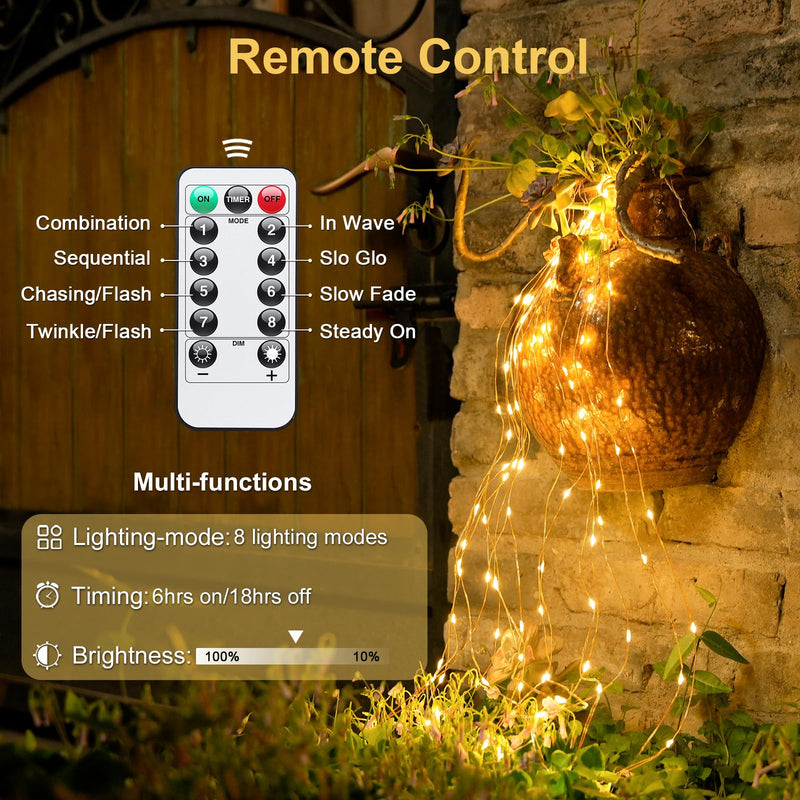 JMEXSUSS 2 Pack Fairy Lights Battery Operated with Remote, Total 400 LED 132ft Battery Powered String Lights, Twinkle Fairy Lights for Bedroom Indoor Outdoor Patio Tree Valentine Decor, Warm White 2 Pack 200LED *Warm White