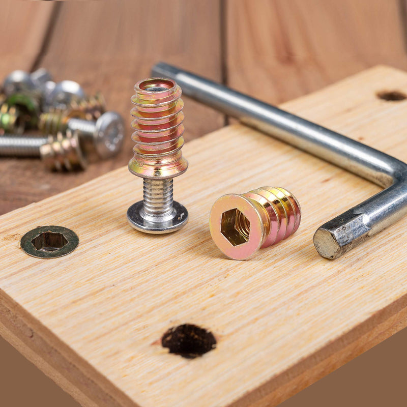 uxcell Wood Furniture M10x30mm Threaded Insert Nuts Interface Hex Socket Drive 5pcs