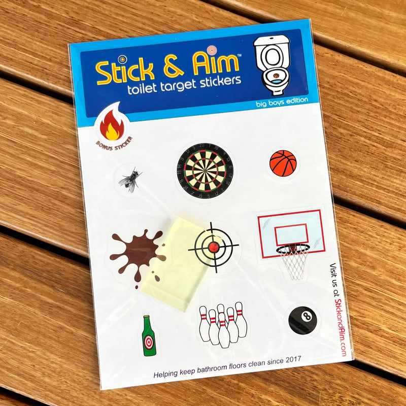 Toilet Target Stickers for Big Boys with Sticker Applicator Tool, Sticks on Wet Surface, Fun Toilet Target Aiming Stickers for Boys and Men