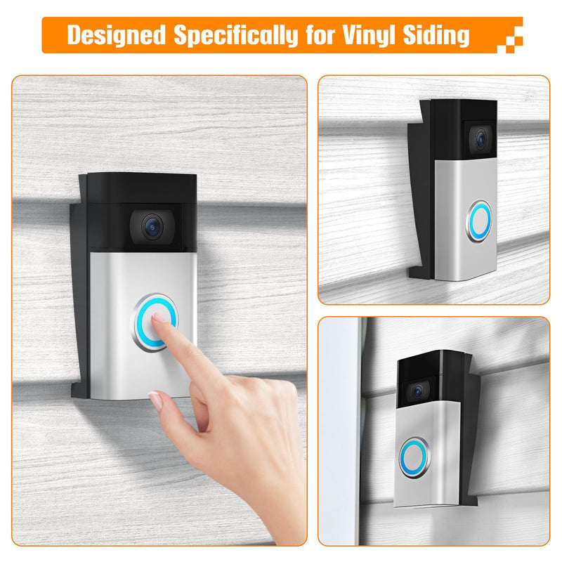 Vinyl Siding Angle Adjustment Doorbell Mount for Video Doorbell(2020 Release)/1/2/3/4/ Wired/Pro/Pro 2, Blink Doorbell Corner Mounting Bracket Wedge Kit(4" Standard Vinyl Siding Only)