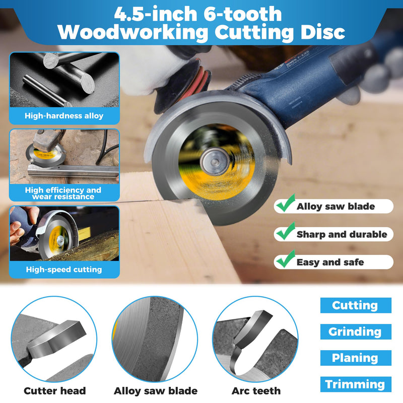 Upgraded 4 PCS Angle Grinder Wood Carving Disc Set, Angle Grinder Attachments Wood Shaping Disc Grinding Wheel Wood Cutting Carving for 4 1/2 inch with 5/8 & 7/8 Arbor (4PCS-Multifunction) 4PCS-Multifunction
