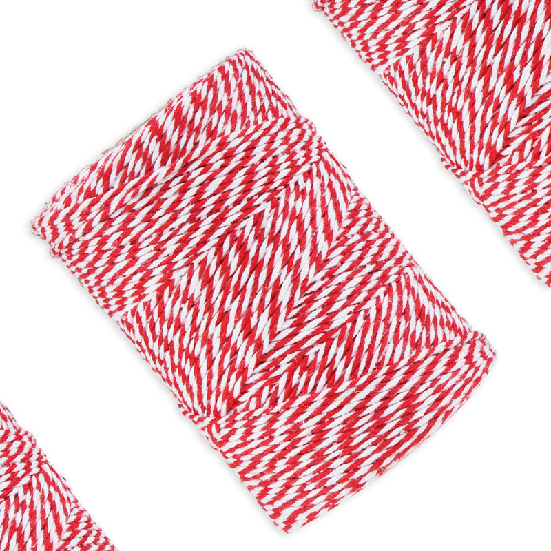 CCINEE 656 FT Red and White Bakers Twine, Cotton Packing Twine String Rope Wrapping Arts Crafts, 2mm 218 Yard