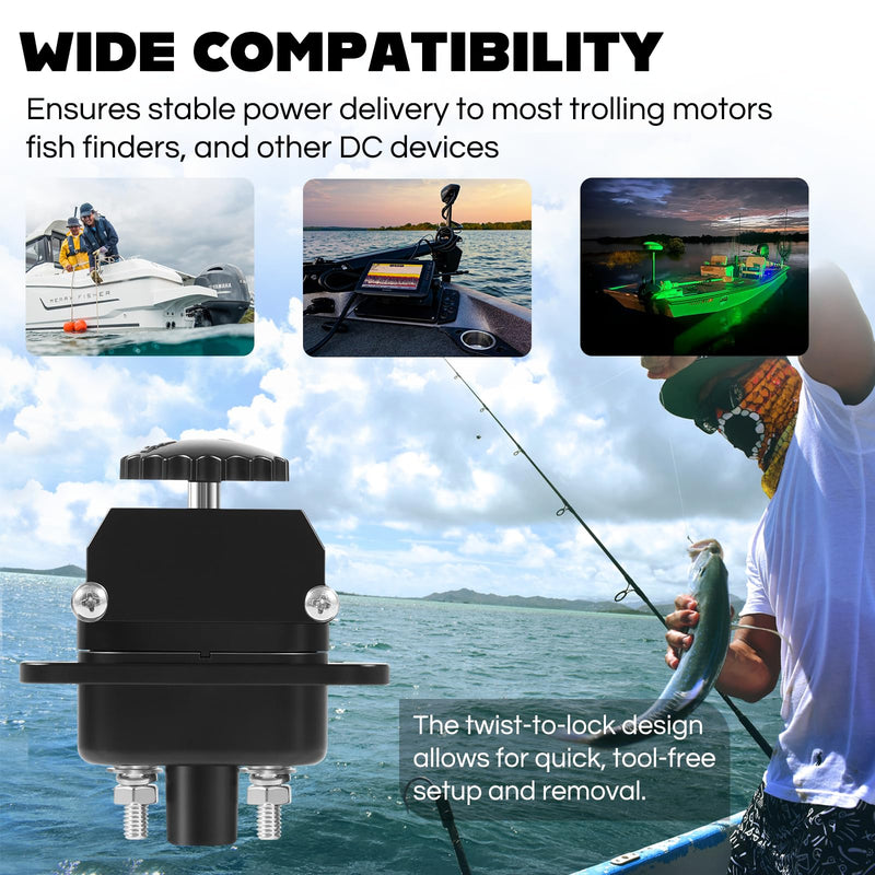 DC Trolling Motor Plug Replace for Battery Tender Power Connector, 027-0004-KIT Power Connector for 12V, 24V, 36V, 48V Systems, 80A/90A Capacity (L-Shaped & Linear)