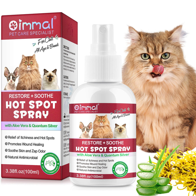 Hot Spot Spray Treatment for Cats, Upgraded Hot Spot & Itch Relief Skin Spray for Cat, Instant Irritated Dry Itchy Skin, Allergies, and Dermatitis, Scratching and Licking, Reduces Topical Inflammation hot spot spray treatment for cats