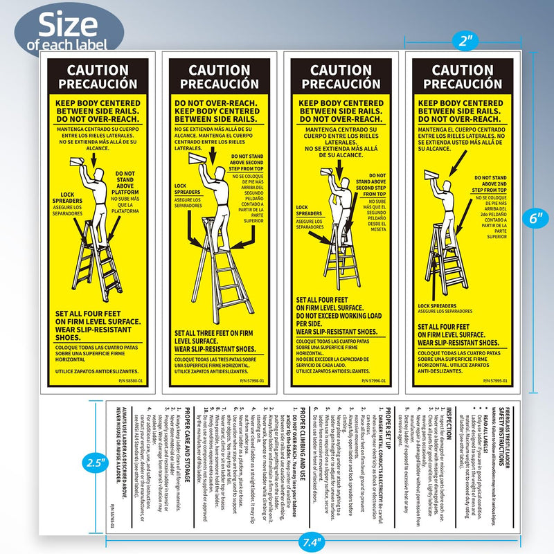 Step Ladder Safety Label Extension Ladder Stickers Replacement Label Kit Compatible with Ladder Inspection Stickers for Werner Fiberglass Extension Ladders (Pack of 10 Sets)