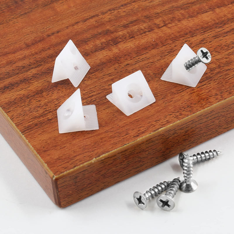 50 Pcs Repair Mending Wedges Fixing Sagging Drawer, Plastic Angle Code Drawer Fastener with Screws 50