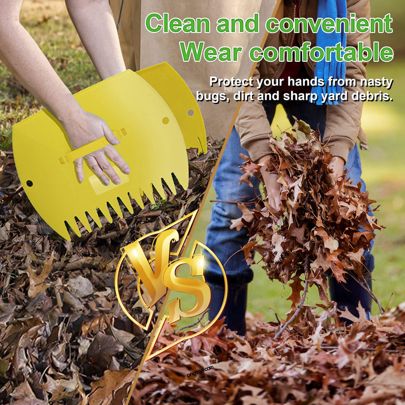 Leaf Scoops Hand Rakes, Large Leaf Grabbers for Yard Work and Garden Use, Clear and Collect Garden Rake, Leaf Scooper and Claws for Leaves, Lawn Debris, and Trash Cleanup, Yellow light yellow