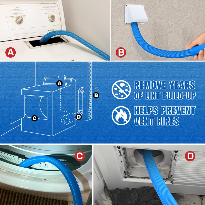 Sealegend Dryer Vent Cleaner Kit Vacuum Hose Attachment Compatible with All Vacuum Cleaner, Quickly Lint Remover Cleaning Supplies 31.5 Inch
