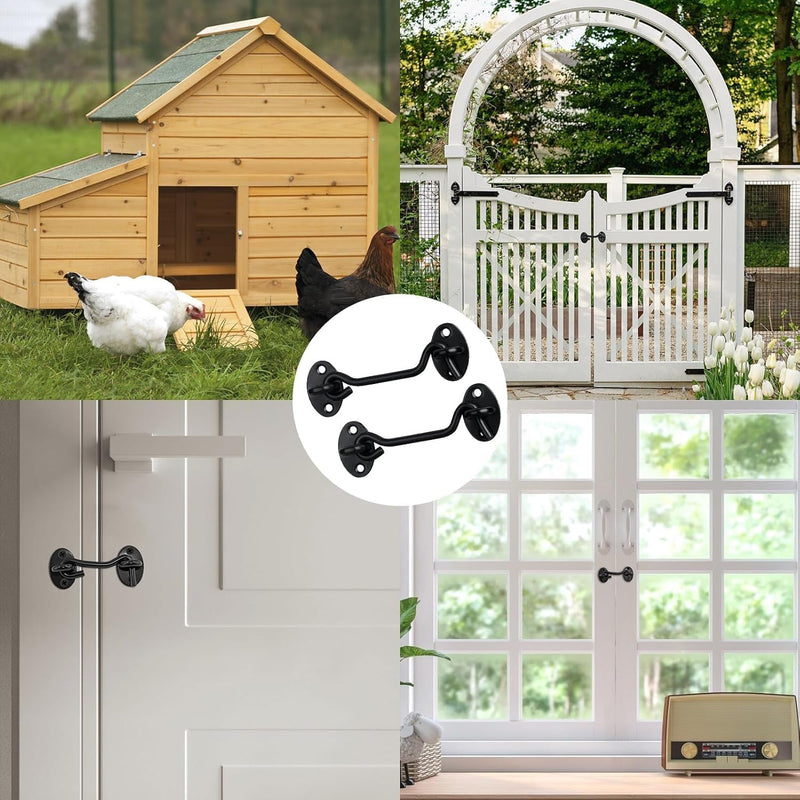4in Barn Door Latch 30Pack Door Lock Hardware, Sliding Door Lock Eye Hook Latch with Screws, Rust-Resistant Metal Gate Latch 4in Black/30Pack