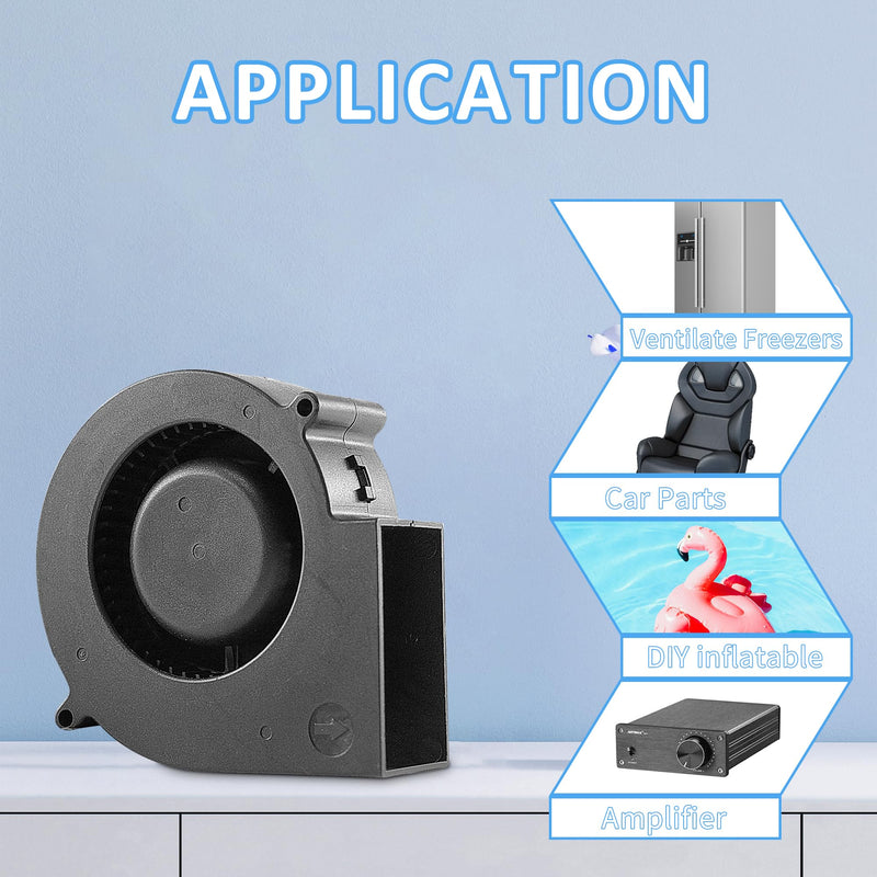 97mm 12V IP68 Waterproof Small Powered Blower Fan 97mm x 33mm Inflatable Replacement Fan Speed Controller 3V-12V 1600-4000RPM Variable Speed 9733