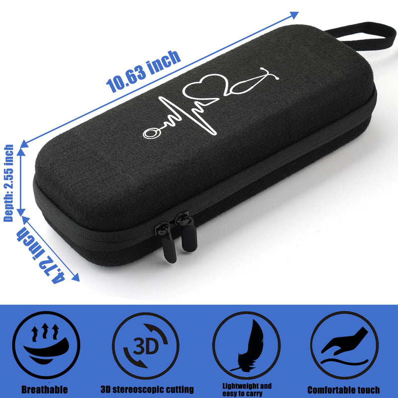Stethoscope Case for 3M Littmann Classic III,Stethoscope Bag for Lightweight II S.E,Cardiology IV,Extra Room for Doctor & Nurse Accessorie Black Felt-Black