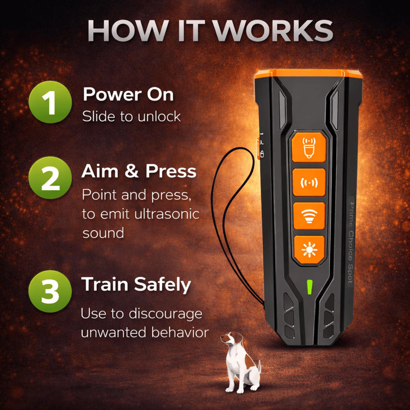 Ultrasonic Dog Bark Deterrent Handheld – Humane No-Shock Bark Control Device with Triple Emitters, 6 Modes, USB-C Rechargeable, 23ft Range for Indoor & Outdoor Training