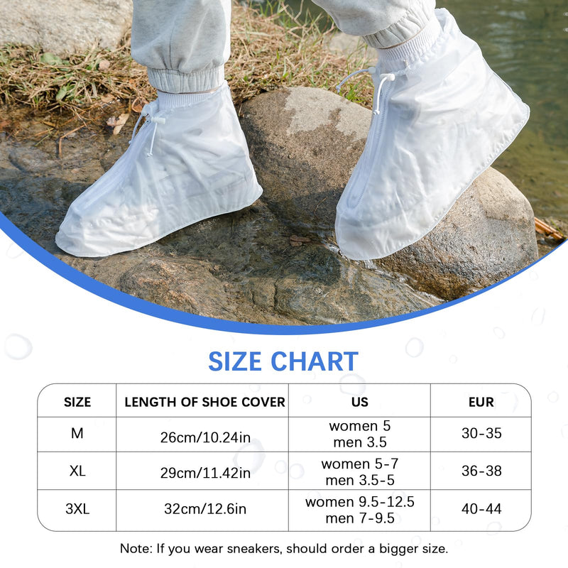 Waterproof Shoe Covers 2 pairs Rain Shoe Covers for Men Women and Children for Outdoor Activities XXX-Large